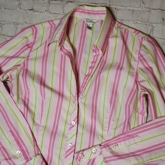 Lilly Pulitzer Pink & Green Striped Blouse - Picture 3 of 5